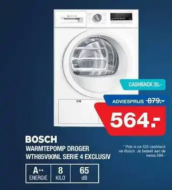 Bristol Bosch warmtepomp droger wth85v90nl serie 4 exclusiv aanbieding