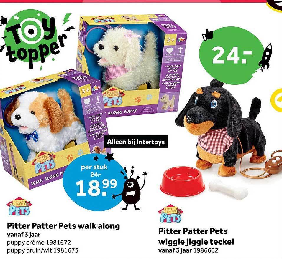 Pitter patter pets walk along of pitter patters pets wiggle jiggle teckel aanbieding bij Intertoys