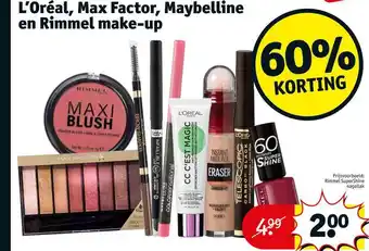 Kruidvat L'oréal, max factor, maybelline en rimmel make-up 60% korting aanbieding