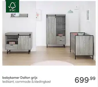 Baby & Tiener Babykamer Dalton grijs aanbieding