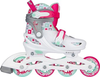 Bol.com Nijdam inline skates verstelbaar - sk8 star - wit/fuchsia - 29-32 aanbieding