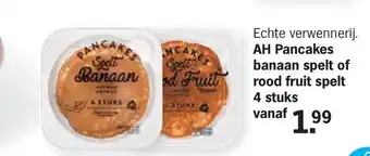 Albert Heijn AH Pancakes banaan spelt of rood fruit spelt 4 stuks aanbieding