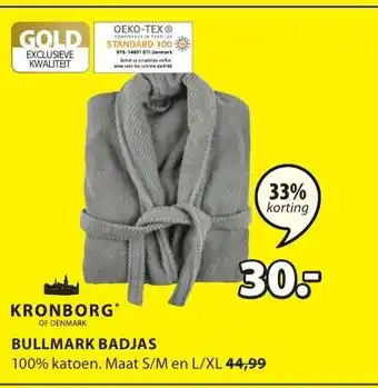 Jysk Bullmark Badjas S/M en L/XL aanbieding