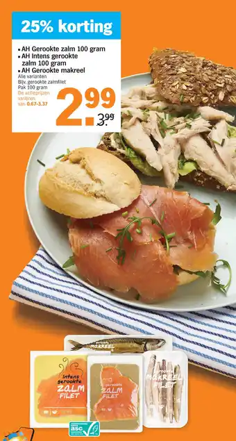 Albert Heijn Gerookte zalm Intens gerookte zalm Gerookte makreel aanbieding