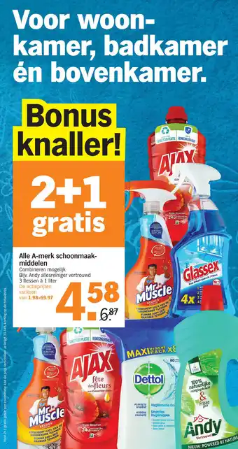 Albert Heijn Alle A-merk schoonmaak- middelen aanbieding