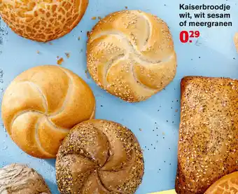 Hoogvliet Kaiserbroodje wit, wit sesam of meergranen aanbieding