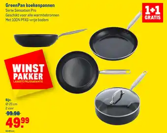 Makro GreenPan koekenpannen 1+1 gratis aanbieding