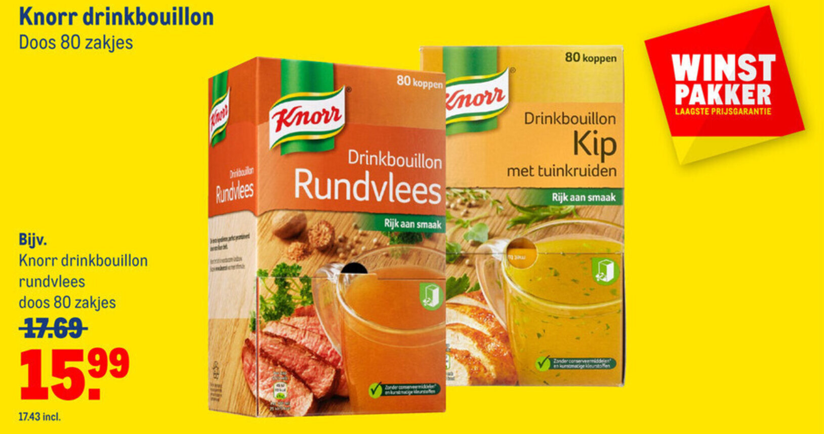 Knorr drinkbouillon rundvlees 80 zakjes aanbieding bij Makro