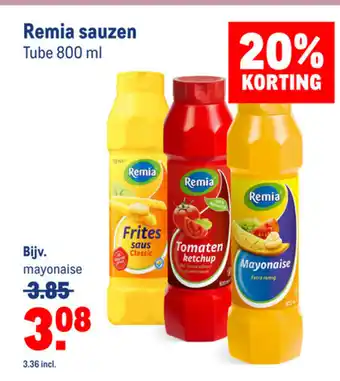 Makro Remia sauzen 800ML aanbieding