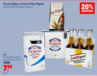 Makro Peroni, Omer, Le Fort of San Miguel. cluster 4,8 of 12 flesjes a 330 ml aanbieding