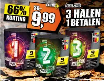 Harings Vuurwerk Pyro Mannschaft Eins, Zwei, Drei. 3 Halen 1 Betalen aanbieding