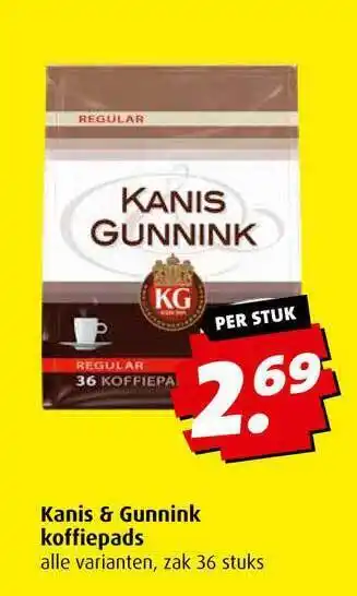 Boni Kanis & gunnink koffiepads aanbieding