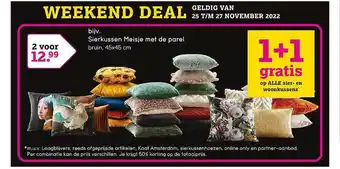 Leen Bakker Sierkussen meisje met de parel 1+1 gratis aanbieding