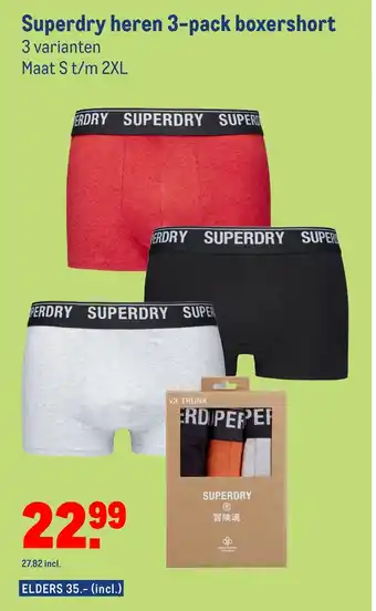 Makro Superdry heren 3-pack boxershort aanbieding