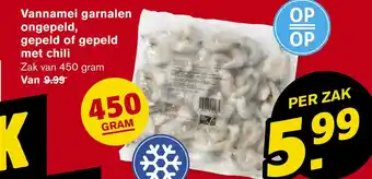 Hoogvliet Vannamei garnalen ongepeld, gepeld of gepeld met chili aanbieding