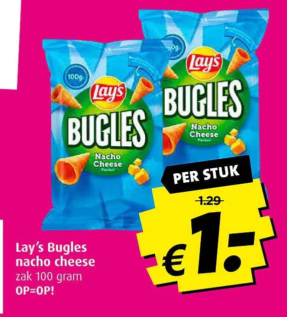 Lay's bugles nacho cheese aanbieding bij Boni
