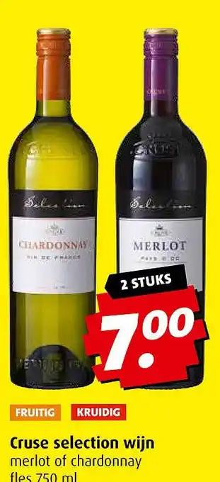 Boni Cruse selection wijn merlot of chardonnay aanbieding