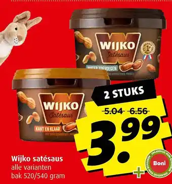 Boni Wijko satésaus aanbieding