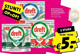 Boni Dreft platinum of platinum plus vaatwastabletten aanbieding