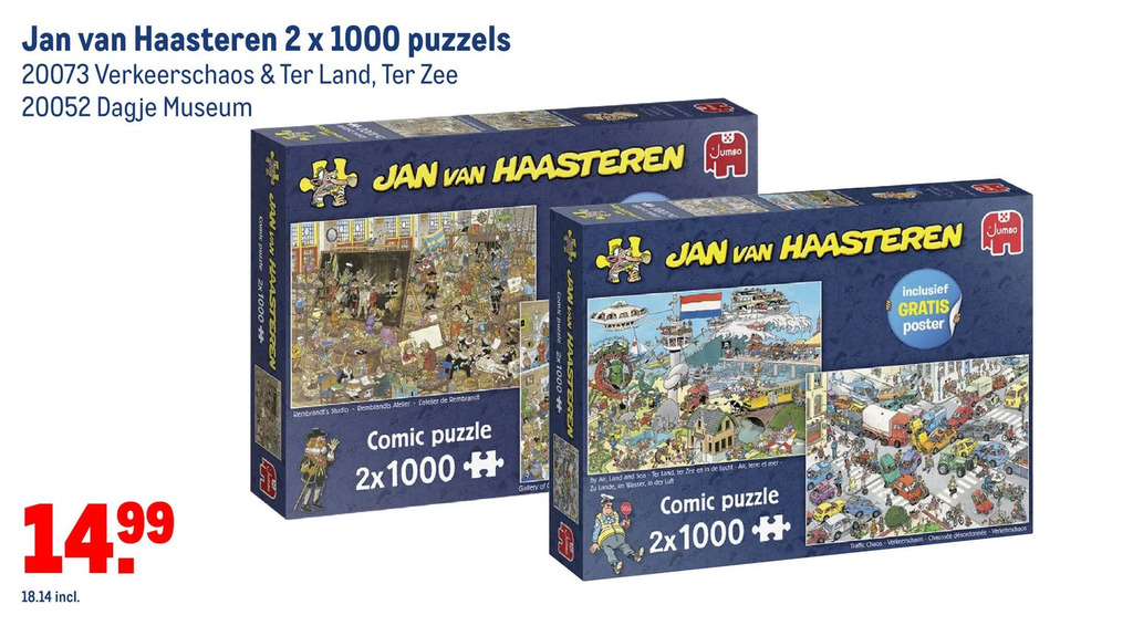 Jan van haasteren 2 x 1000 puzzels aanbieding bij Makro
