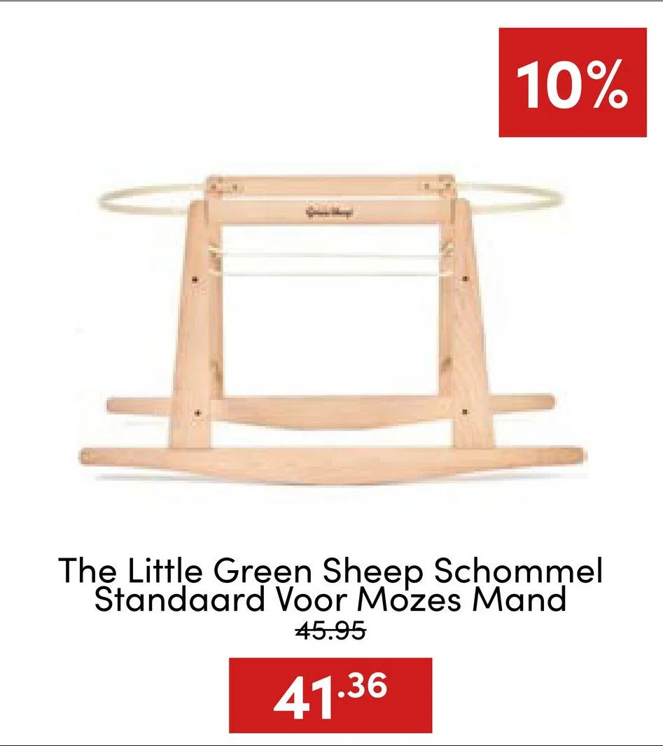 The little green sheep schommel standaard voor mozes mand aanbieding bij Baby & Tiener