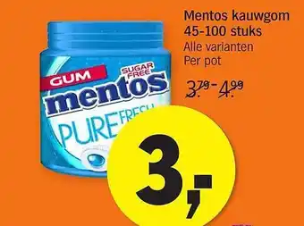 AH XL Mentos kauwgom 45-100 stuks aanbieding