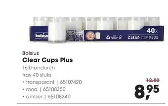 HANOS Bolsius Clear Cups Plus kaarsen aanbieding