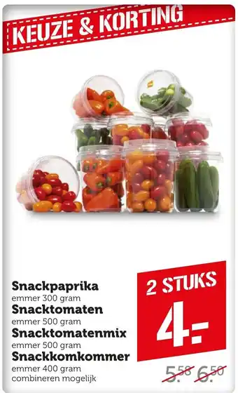 Coop Snackpaprika emmer 300 gram 2 stuks aanbieding