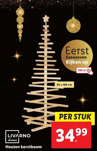 Lidl Livarno Home houten kerstboom 85x160CM aanbieding