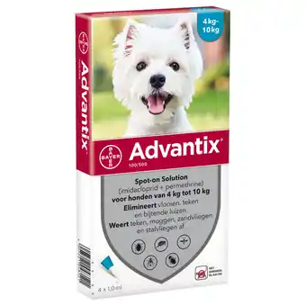 Zooplus 4 pipetten advantix® 100/500 voor honden van 4-10kg aanbieding