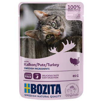 Zooplus 24x85g stukjes in saus pouch kalkoen bozita kattenvoer aanbieding