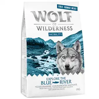 Zooplus 5x1kg wolf of wilderness mobility explore the blue river scharrelkip & zalm hondenvoer droog aanbieding