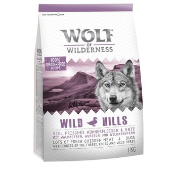 Zooplus 5x1kg "wild hills" met eend wolf of wilderness hondenvoer aanbieding