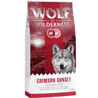 Zooplus 2x12kg 'crimson sunset' lam & geit wolf of wilderness hondenvoer aanbieding