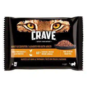 Zooplus Crave kat maaltijdzakjes multipack kattenvoer 48 x 85 g - pastei met kip & kalkoen aanbieding