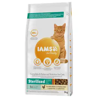 Zooplus 3kg cat adult sterilised chicken iams kattenvoer aanbieding