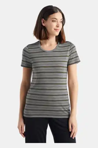 Bever Icebreaker wave stripe t-shirt dames middengrijs/gestreept aanbieding