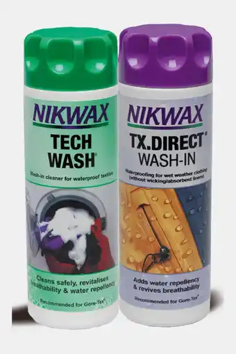 Bever Nikwax tech wash & direct wash-in twin pack wasmiddel en impregnatie geen kleur aanbieding