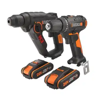 Praxis Worx boorhamer en boormachine set wx927 20v (2 accu's) aanbieding