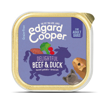 Pets Place Edgard&cooper kuipje beef duck adult - hondenvoer - rund eend bataat 150 g graanvrij aanbieding
