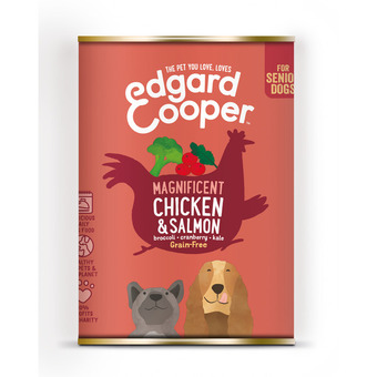 Pets Place Edgard&cooper blik chicken salmon senior - hondenvoer - kip zalm broccoli 400 g graanvrij aanbieding