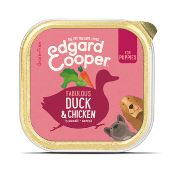 Pets Place Edgard&cooper kuipje duck chicken puppy - hondenvoer - eend kip broccoli 150 g graanvrij aanbieding