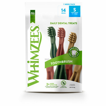Pets Place Whimzees tandenborstel 2-weeks voordeel verpakking - hondensnacks - dental 8.6 cm 230 g 14 stuks small aanbieding