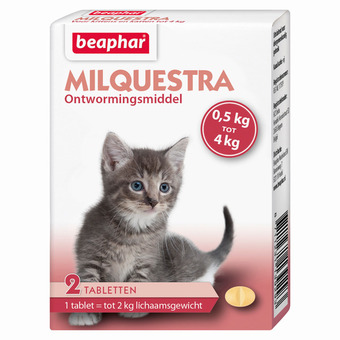 Pets Place Beaphar milquestra kitten - anti wormenmiddel - rund 2 tab 0.5 tot 4 kg aanbieding