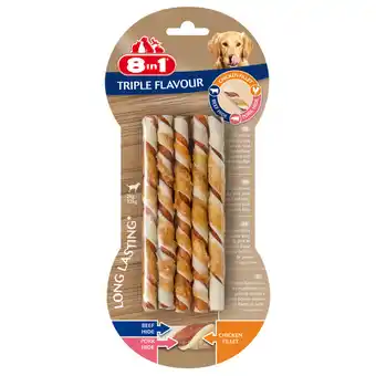 Pets Place 8in1 delights twisted sticks triple flavour - hondensnacks - kip varken rund 70 g 10 stuks aanbieding