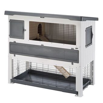 Pets Place Ferplast konijnenhok grand lodge 140 plus - dierenverblijf - 134x73x117 cm grijs aanbieding
