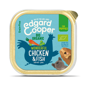 Pets Place Edgard&cooper kuipje bio chicken fish puppy - hondenvoer - kip vis wortel 100 g biologisch aanbieding