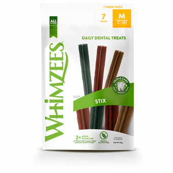 Pets Place Whimzees stix 1-week voordeel verpakking - hondensnacks - dental 230 g 7 stuks medium aanbieding