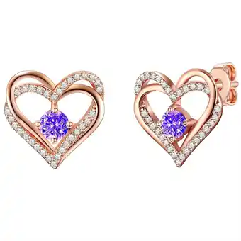 Douglas Rafaela donata stud earring with swarovski crystals® hart sterling zilver embellished with swarovski crystals® in roségoud aanbieding