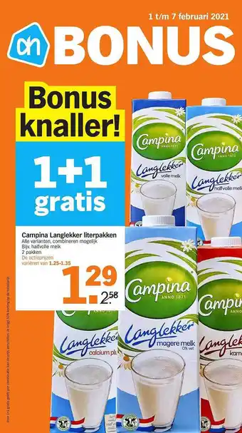 AH XL Campina Langlekker 2 pakken aanbieding